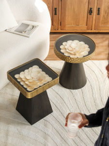 โต๊ะข้างรูปเปลือกหอยสไตล์ย้อนยุคที่สร้างสรรค์สำหรับโซฟา โต๊ะกาแฟกลางแจ้ง ชิ้นส่วนเฟอร์นิเจอร์วินเทจที่ดูดซับความรู้สึกของชาติ