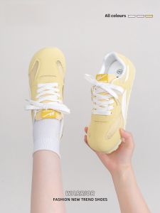 Warrior | Womens Lightweight Breathable Mesh Dequn Shoes Yellow Sport Sneakers Casual Low Top Cross Laced Flat Heel PVC Bottom Shoes