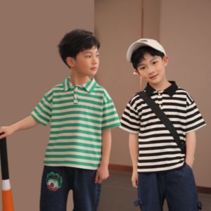 Kids High Quality Cotton Polo Shirt: Affordable Cotton Striped Design Polo for Kids Boys 1-10 Years Old