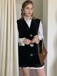 ชุดสองชิ้นแขนยาวหลวมๆ สำหรับผู้หญิงไซส์ใหญ่ สไตล์ฝรั่งเศส เอวสูง กระโปรงทรงเอ แฟชั่นฤดูใบไม้ผลิ