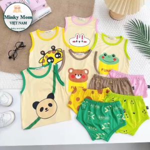 Bộ Quần Áo Ba Lỗ Quần Chip Hiệu NATUCO Vải Thun Lạnh Cho Bé Sơ Sinh 0-4 tuổi In Hình Động Vật Nghộ Nghĩnh BL-IN54