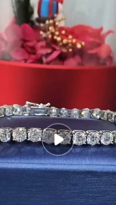 [Sg Seller] Full diamond moissanite bracelet light luxury simple gift for girls and men silver white gold jewelry imitation diamond bracelet