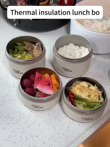 BUYYU Lunch Box Set with Insulated Carry Bag Leak-Proof Bento Food Container Stainless Steel Lunch box set