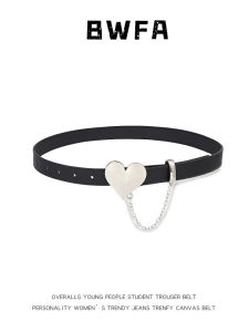 2023 New BWFA Heart Buckle Chain Decorative Belt Womens Fashionable PU Leather Belt for Suit And Jeans Versatile Waist Belt