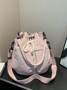 Casual Crossbody Bucket Bag Womens Handbag Drawstring Commuter Lightweight Nylon Shoulder Bag with Multiple Pockets for Leisure