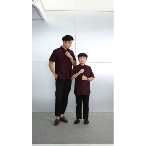 Qurlu - Kemeja KERAH FORMAL dewasa/anak warna BURGUNDY