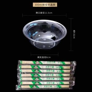 Disposable Hard Crystal Plastic Bowl Spoon Fork Set for BBQ Restaurant Takeaway Food Catering Service Biodegradable Tableware