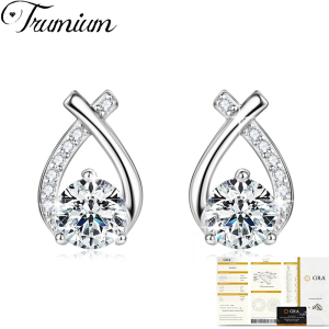 [พร้อมใบรับรอง GRA] Trumium✨1 กะรัต Fishtail ต่างหูข้ามอารมณ์ S925 ต่างหูเงินสเตอร์ลิง ต่างหูดาราอินเทอร์เน็ตสไตล์เกาหลีระดับไฮเอนด์ ต่างหูจะไม่เปื้อนและซีดจาง