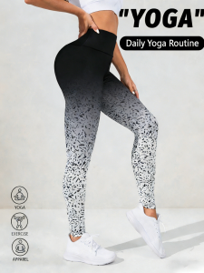 Womens High Waist Hip Lift Gradient Color Yoga Pants Leggings Tight Slim Fit Gym Running Fitness Soft Comfortable Pants