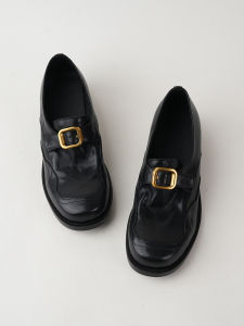 Womens Thick Bottom Loafers Spring Autumn Top Layer Cowhide Genuine Leather Retro British Style Soft Leather Shoes Fashionable Casual Flats