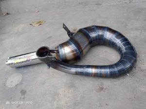 knalpot racing Vespa buang kanan racing kanan pendek suara garing PX Excel sprint