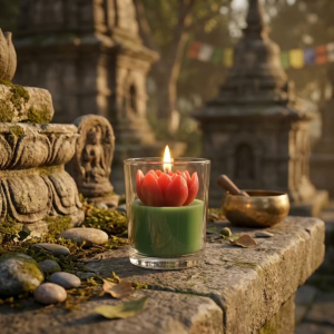 Combo 6 Nến Cốc Hoa Sen Đại 7x8cm Vivian Vus Candles Phù Hợp Đi Lễ Chùa Thờ Cúng - Nến Tâm Linh