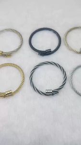 Stainless steel Twisted Bangles white gold black