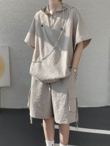 Kawadu | Summer Men High-end Niche American Style Hooded T-shirt Short Set