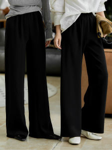 Fashionable Textured Glossy Triacetate Satin Wide Leg Pants Straight Cut Hong Kong Style Casual Pants for Women in Autumn 2025