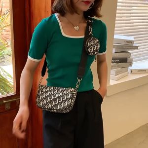 Fashion Letter 2pcs Set Crossbody Women Underarm Bag Luxury Designer Casual Style Small Bag