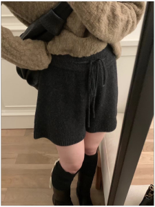 HUOLISI | High Waist Slim A-line Tweed Wide Leg Shorts For Women