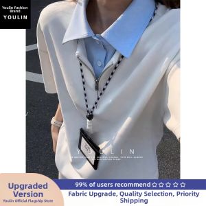 YOULIN | White American Style Mock Two-Piece Summer Half-Zip Cleanfit Mens Polo Shirt