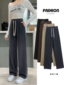 Extra Long Pants Womens Tall 175 Ultra-Long Slim Looking Drape Corduroy Wide-Leg Pants Spring and Autumn Straight Casual Pants