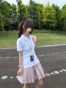 White Original Polo Shirt T-Shirt Short Sleeve Womens Basic Style Slimming Top Summer Fashion Youthful Embroidery Detail