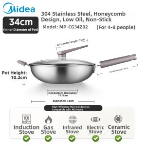 Midea | Non-stick Honeycomb 316L Stainless Steel Wok