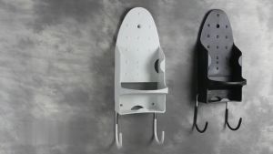 RISE Iron Board Door Wall Mount Storage Rack Holder Hanger Cupboard Black/White