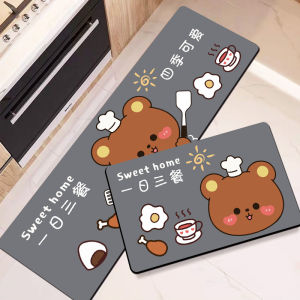 Water Absorbent Kitchen Bathroom Door Mat Rubber Anti Slip Oil Resistant Cartoon Design No Wash Floor Carpet Home Use Rug