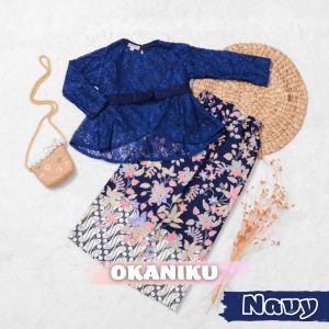 Setelan Kebaya Anak Perempuan Brokat Modern Kutu Baru Rok Kimono Usia 4 - 14 Tahun