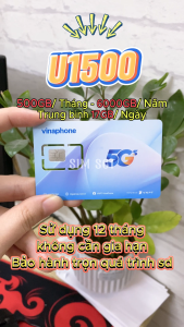 Sim Vina 4G TRỌN GÓI 1 NĂM U1500 Có 500GBData Tốc Độ cao - Chuyên DÙng Mạng Phát Wifi  Livetream - Sóng Vinaphone dùng toàn quốc . FREESHIP - CHƯA KÍCH HOẠT