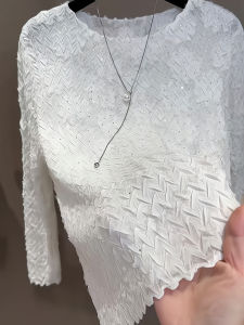 Elegant Heavy-Detail Drill Folded Base Shirt Spring 2025 New Womens Fashion High-End Feel Beautiful Top Korean Style Commute