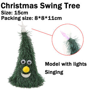 6 Inch Dance and Light Christmas Tree Hat Decor Plush Doll Dancing Electric Stuffed Toys Xmas Gift For Kids