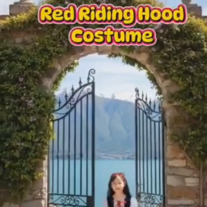 Red Riding Hood Kids Costume with Free Hairband & Pumpkin Bag