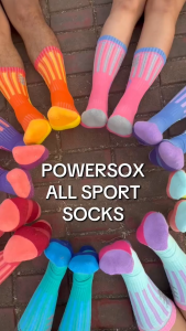 GOLDTOE WOMENS POWERSOX CREW MULTI-STRIPED TREKKING SPORTS SOCKS