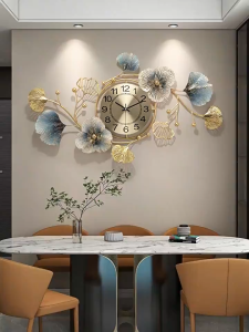 Nordic Modern Metal Ginkgo Wall Clock | Silent Luxury Decor | Elegant Gold/Silver Leaf Design