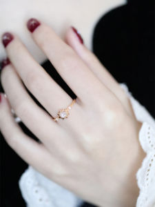 HELIOS Nhẫn Mạ Vàng Bạc S925 Nguyên Chất Pha Lê Trắng Cắt Hoa Hồng Tự Nhiên Thần Mặt Trời Thuần Mỹ Phong Cách Helios