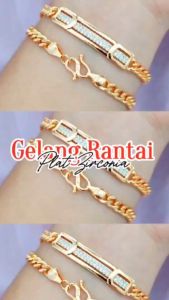 Nice Jewelry gelang dewasa rantai polos ukir perhiasan lapis emas gold GL 030
