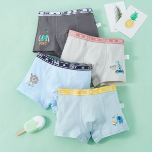 KUCHAR 4 unit Boys Underwear Cotton Cute kartun cetak reka bentuk kanak-kanak Boxer remaja Boy Panties untuk 2-15 tahun