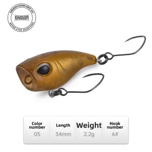 KINGDOM | Micro Wave Poppers Large Splash Japanese Surface Lure Single Hook Largemouth Bass Fishing Lure
