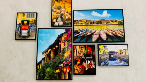 (HÌNH THẬT) Tranh treo tường hội an 8 trang trí decor quán nhà hàng sẵn khung