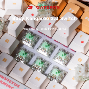GATERON Baby Kangaroo 2.0 Keyboard Switches Heavy Tactile RGB LED 5 Pin Green 22mm Dual-Stage Spring Factory Pre-lubed 59gf Key Switches for MX Mechanical Keyboard(35 Switches/Quantity)