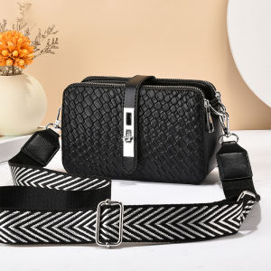 Vintage Weave Small Bag Female 2024 New Arrival Fashion Soft Leather Work Clothing Small Square Bag Easiest for Match Multi-Layer Shoulder Crossbody Bag