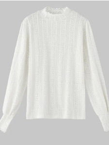 Elegant White Lace Base Shirt Lantern Sleeve Inner Wear Top Fashionable Autumn Winter Alice Big Flood Flagship Store French Style