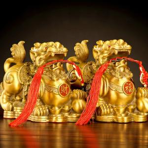 FENGSHUIGE | Pair Prosperity Copper Pixiu Statue pure brass