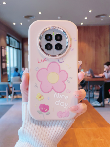 Pink Floral Silicone Phone Case for Huawei Mate50 pro Fashionable Protective Cover for Women Compatible with Mate60 Mate40/30 pro