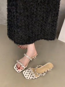 FANGXI | 2026 New French Style Polka Dot Crystal Block Heel Sandals