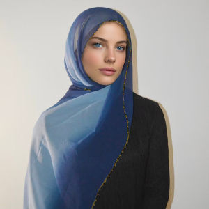 Jifang Fashion Gradient Color Beads Bubble Chiffon Shawl Pashmina Head Wraps Scarf Viral Beaded Muslim Hijabs Shawls FX03