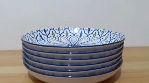 PORCELAIN PALACE MOROCCAN BLUE & YELLOW PALETTE FRUIT PLATE / MOON DEEP PLATE SIZE 9 INCHES DIAMETER