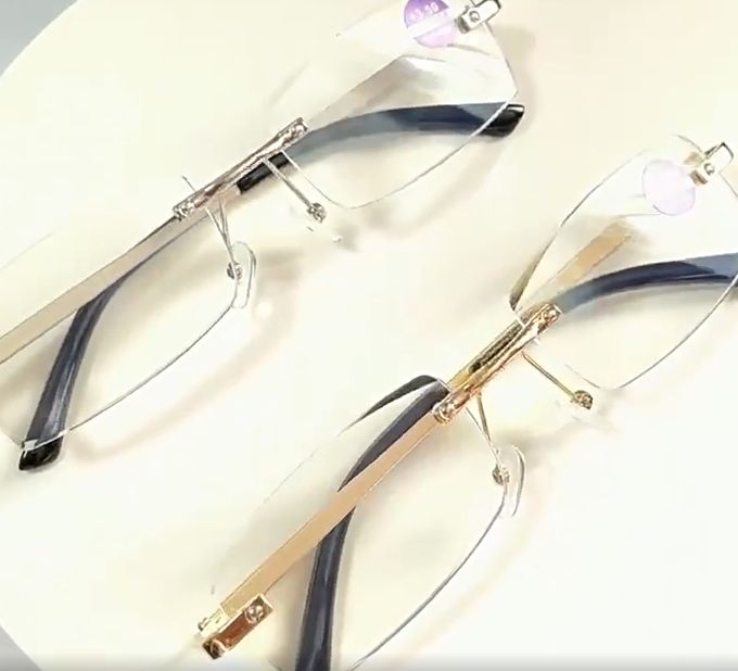 A-G Anti Blue Light Lens Rimless Reading Glass Men Original Anti Radiation Square Steel Frame Business Fashion High Quality Computer Glasses with Grade Eye Protection Spectacles G496