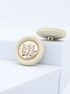 Elegant Ins Style Metal Button Letter M Light Color Resin Decorative Coat Button High End Fashionable off White Dressing Accessory