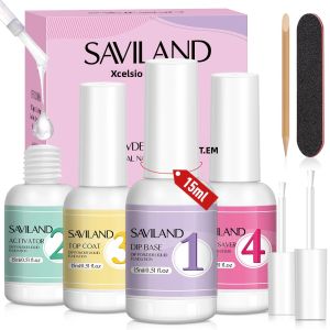 Bộ Dụng Cụ Làm Móng Nghệ Thuật Bột Nhúng SAVILAND 15ml Với Lớp Nền Lớp Phủ Bóng Chất Hoạt Hóa Cọ - Kết Quả Tự Nhiên Khô Ráo Không Cần Đèn